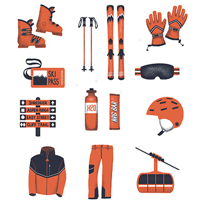 Skiing icons